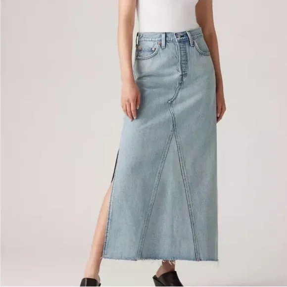 Levi's Maxi Skirt size 24 jeans light blue - Picture 5 of 11